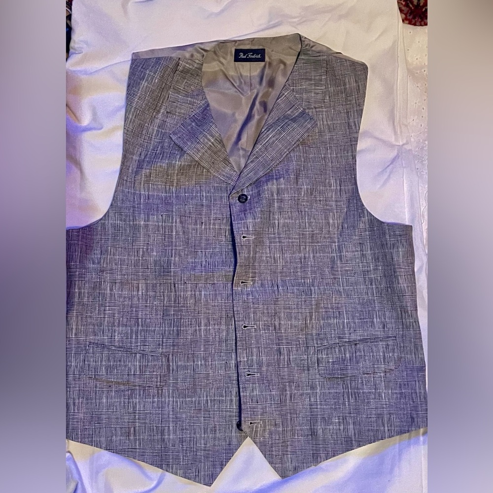Paul Fredrick Charcoal Plaid Vest